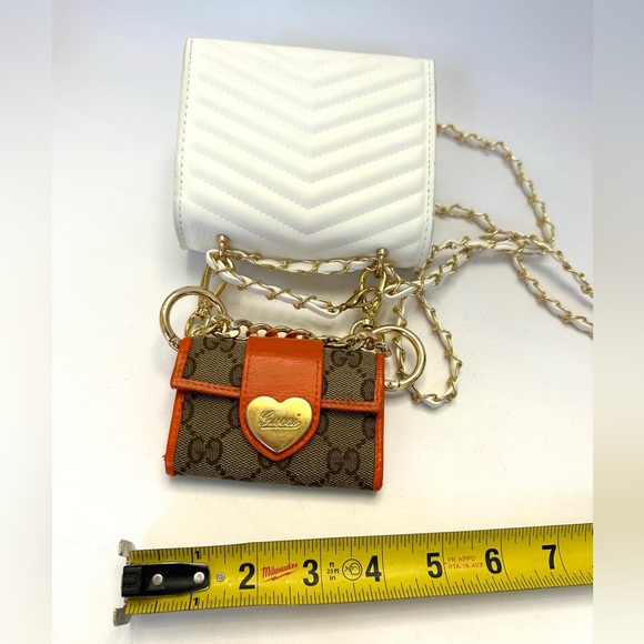 💯 GUCCI Heart Orange Trim Tan Monogram 6-Key Walle on offmarket mini bag w/ aut - Picture 10 of 13